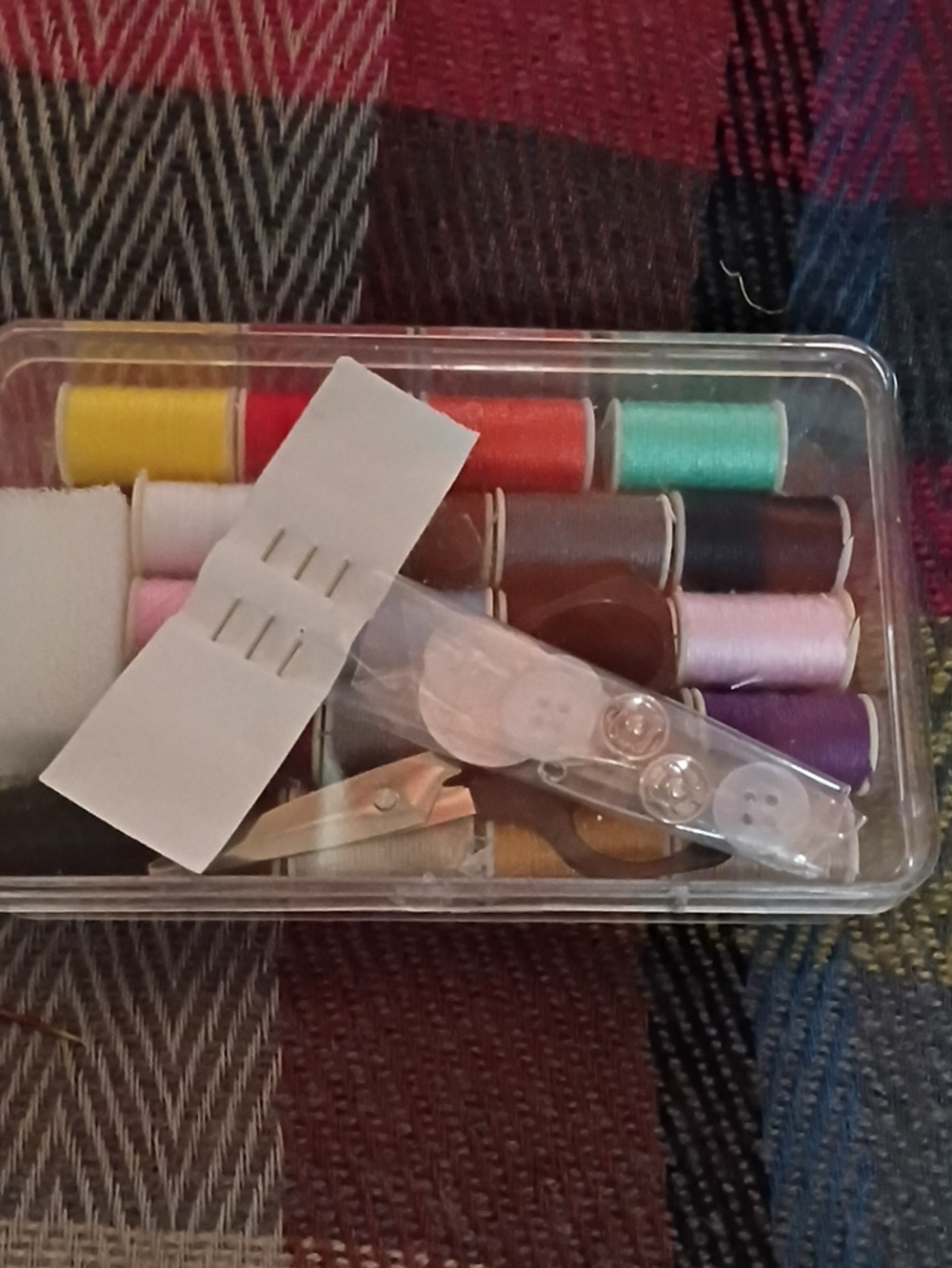 lightly Used Portable Sewing Kit with Multi-Color Threads